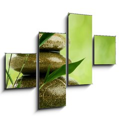 Obraz 4D tydln - 120 x 90 cm F_IB47591080 - Natural zen backgrounds with bamboo leaves and pebble for your d