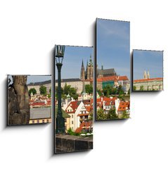 Obraz   Prague, Charles bridge, Vltava river, St. Vitus cathedral, 120 x 90 cm