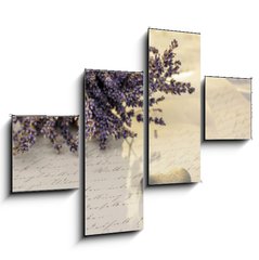 Obraz 4D tydln - 120 x 90 cm F_IB50448471 - Steinherzen und Lavendel