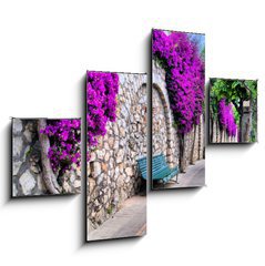 Obraz 4D tydln - 120 x 90 cm F_IB50635038 - Vibrant flower draped pathway in Capri, Italy