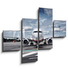 Obraz 4D tydln - 120 x 90 cm F_IB51423285 - Total View Airplane on Airfield with dramatic Sky
