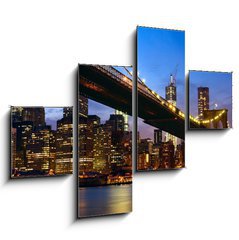 Obraz   Manhattan panorama with Brooklyn Bridge at sunset in New York, 120 x 90 cm