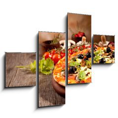 Obraz 4D tydln - 120 x 90 cm F_IB51836484 - Delicious fresh pizza served on wooden table
