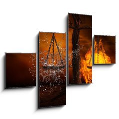 Obraz 4D tydln - 120 x 90 cm F_IB52289605 - Balance between fire and water - Rovnovha mezi ohnm a vodou