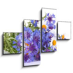 Obraz 4D tydln - 120 x 90 cm F_IB52878804 - Beautiful bouquet of cornflowers and chamomiles ,isolated