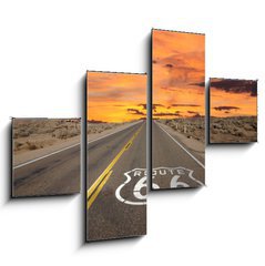 Obraz 4D tydln - 120 x 90 cm F_IB53081233 - Route 66 Pavement Sign Sunrise Mojave Desert