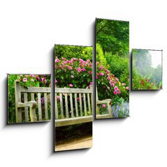 Obraz   Art bench and flowers in the morning in an English park, 120 x 90 cm