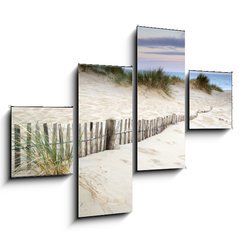 Obraz 4D tydln - 120 x 90 cm F_IB54417902 - Grassy sand dunes landscape at sunrise