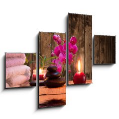 Obraz   massage  bamboo  orchid, towels, candles stones, 120 x 90 cm