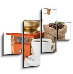 Obraz 4D tydln - 120 x 90 cm F_IB55881191 - cup of coffee and beans on white