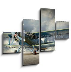 Obraz   Retro style picture of the biplane. Transportation theme., 120 x 90 cm