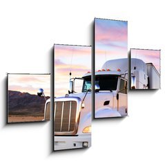 Obraz 4D tydln - 120 x 90 cm F_IB58453165 - Truck and highway at sunset - transportation background