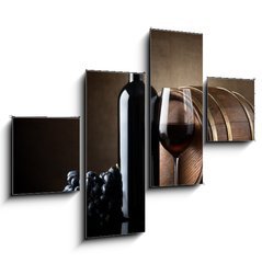 Obraz 4D tydln - 120 x 90 cm F_IB58889785 - Red wine and wooden barrel