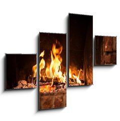 Obraz 4D tydln - 120 x 90 cm F_IB59025848 - Fire in fireplace