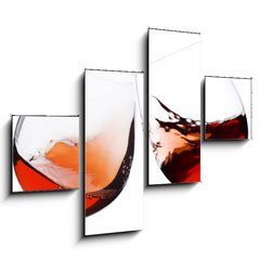 Obraz tydln 4D - 120 x 90 cm F_IB5976229 - pair of moving wine glasses over a white background, cheers  - pr pohybujcch se sklenic na blm pozad, na zdrav