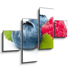Obraz   Raspberry and blueberry isolated on white background, 120 x 90 cm