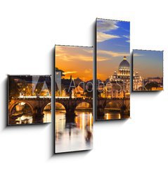 Obraz 4D tydln - 120 x 90 cm F_IB60069583 - Sunset view of Basilica St Peter and river Tiber in Rome. Italy