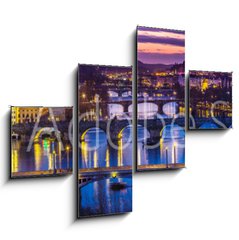 Obraz 4D tydln - 120 x 90 cm F_IB60176684 - Bridges in Prague over the river at sunset