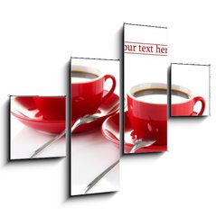 Obraz 4D tydln - 120 x 90 cm F_IB61102564 - Red cups of strong coffee isolated on white