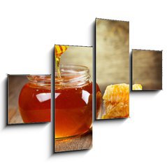 Obraz 4D tydln - 120 x 90 cm F_IB61593982 - jar of honey with honeycomb