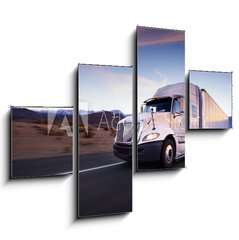 Obraz 4D tydln - 120 x 90 cm F_IB61769148 - Truck and highway at sunset - transportation background