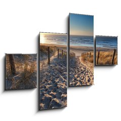 Obraz 4D tydln - 120 x 90 cm F_IB62704922 - sunshine over path to beach in North sea