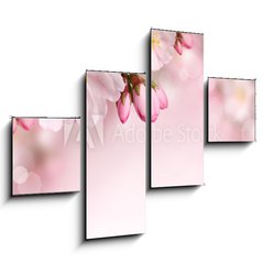 Obraz 4D tydln - 120 x 90 cm F_IB62918390 - Spring flowers background with pink blossom