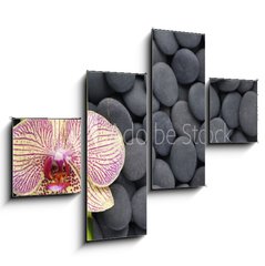 Obraz 4D tydln - 120 x 90 cm F_IB63600469 - Gorgeous orchid and thin bamboo grove on pebbles