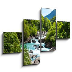 Obraz 4D tydln - 120 x 90 cm F_IB63640355 - Vivid Swiss landscape with  pure river stream