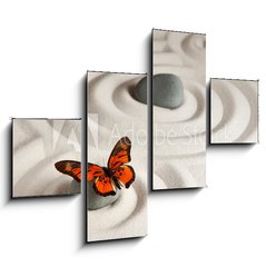 Obraz   Zen rocks with butterfly, 120 x 90 cm