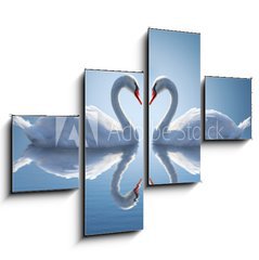 Obraz 4D tydln - 120 x 90 cm F_IB64665042 - Romantic two swans,  symbol of love.