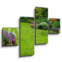 Obraz 4D tydln - 120 x 90 cm F_IB64923013 - Gartenansicht mit Rasen und Bepflanzung