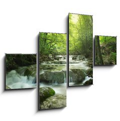 Obraz 4D tydln - 120 x 90 cm F_IB65985516 - forest waterfall