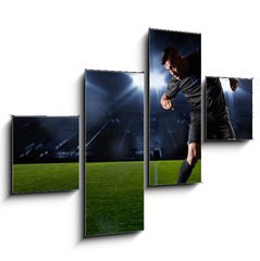 Obraz 4D tydln - 120 x 90 cm F_IB66124797 - Hispanic Soccer Player heading the ball