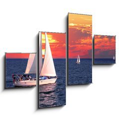 Obraz tydln 4D - 120 x 90 cm F_IB6680599 - Sailboats at sunset - Plachetnice pi zpadu slunce