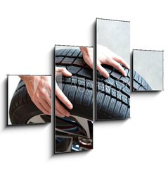 Obraz 4D tydln - 120 x 90 cm F_IB66921054 - Reifenwechsel in einer KFZ Werkstatt // Tire change by mechanic