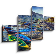 Obraz 4D tydln - 120 x 90 cm F_IB67441176 - Boats in Pokhara lake