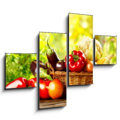 Obraz 4D tydln - 120 x 90 cm F_IB67464295 - Fresh Organic Bio Vegetable in a Basket over Nature Background