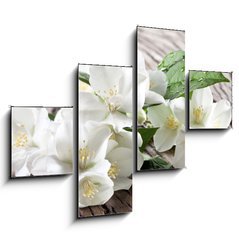 Obraz 4D tydln - 120 x 90 cm F_IB67481139 - Jasmine flowers over old wooden table.