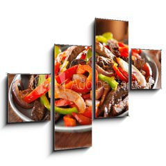 Obraz 4D tydln - 120 x 90 cm F_IB67960034 - mexican food - beef fajitas and bell peppers