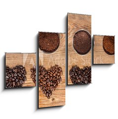 Obraz 4D tydln - 120 x 90 cm F_IB68508148 - Coffee Beans and Ground Coffee