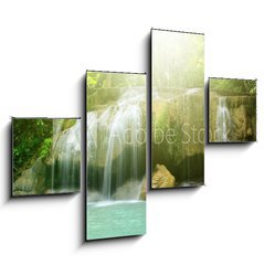 Obraz 4D tydln - 120 x 90 cm F_IB69089073 - Deep forest waterfall