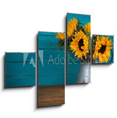 Obraz 4D tydln - 120 x 90 cm F_IB70279016 - sunflower in metal vase