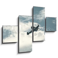 Obraz 4D tydln - 120 x 90 cm F_IB72446158 - Fighter plane on cloudy sky