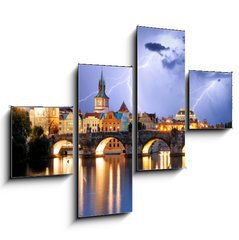 Obraz 4D tydln - 120 x 90 cm F_IB72517073 - Prague bridge at storm