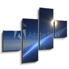 Obraz 4D tydln - 120 x 90 cm F_IB72660861 - Solarzellen mit Satelliten im Hintergrund - Solrn lnky se satelity v pozad