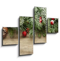 Obraz   Christmas tree branches background, 120 x 90 cm