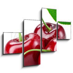 Obraz   Cherry with leaf isolated on white., 120 x 90 cm