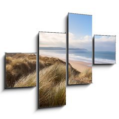 Obraz 4D tydln - 120 x 90 cm F_IB75128584 - Sand Dunes and Woolacombe Beach
