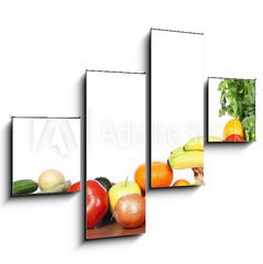 Obraz 4D tydln - 120 x 90 cm F_IB75554730 - Fruits and vegetables isolated white background